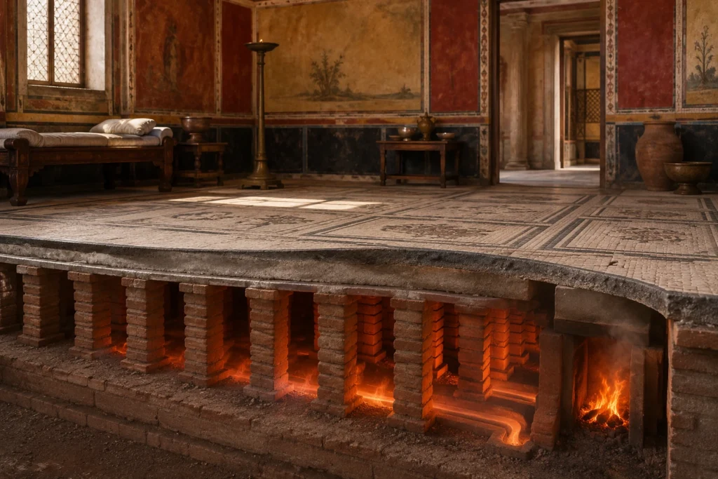 Como os antigos romanos aqueciam casas sem eletricidade?
