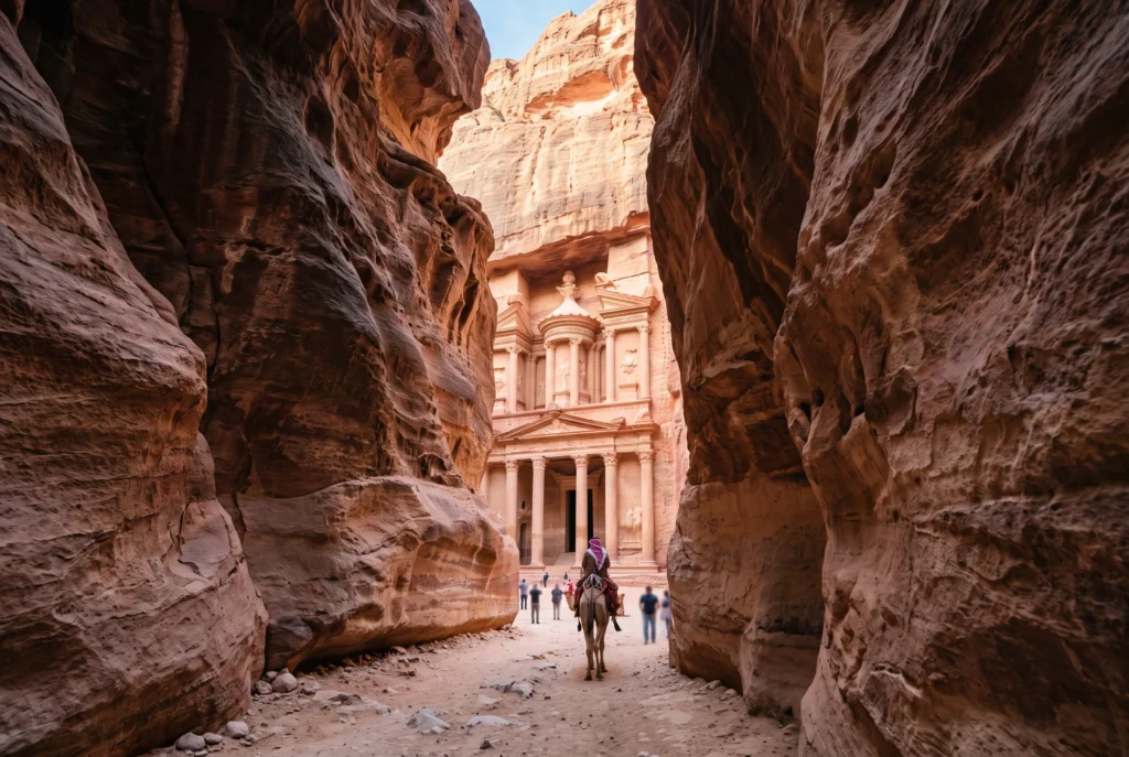 Por que Petra foi construída em meio a paredões de pedra?